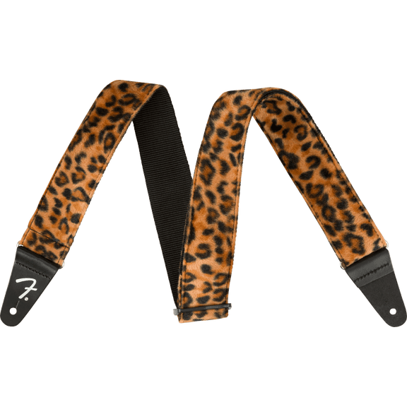 Fender 2-Inch Wide Guitar Strap, Faux Fur Fabric Adjustable Guitar Strap Leopard