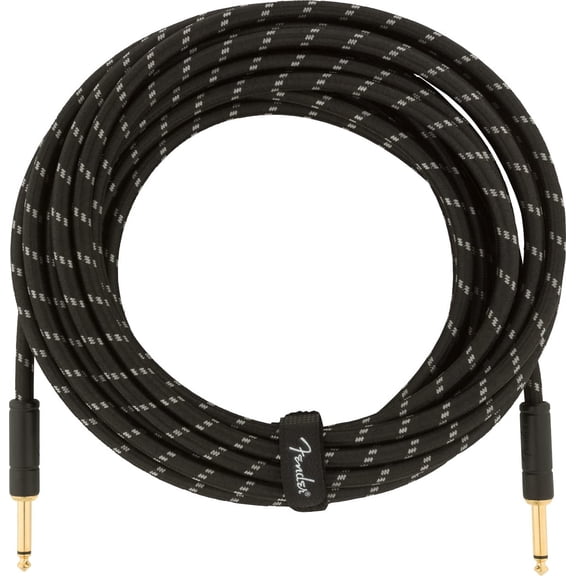 Fender 25-Foot Deluxe Instrument Cable, Straight-Straight, Black Tweed - 1 Pack