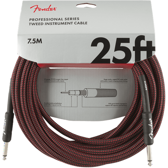 Fender 25' Professional Series Red Tweed Instrument Cable #0990820070 - 25FT.