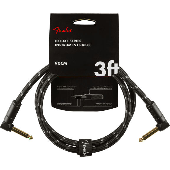 Fender 3' Deluxe Series Black Tweed Instrument Cable Angle/Angle #0990820096