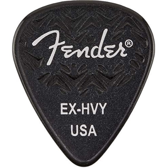 Fender 351 Shape, Black Extra Heavy Guitar Pick (6)