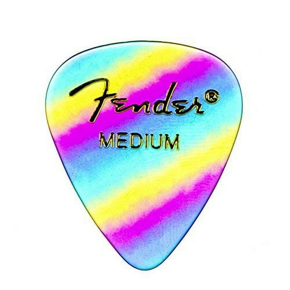 Fender 351 Shape Graphic Picks (12 Pack) for electric guitar, acoustic guitar, mandolin, and bass, 351 - Medium, Multicolor (Rainbow)