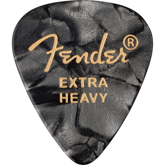 Fender 351 Shape Premium Celluloid Picks for Guitars, Extra-Heavy, 12-Pack, Black Moto