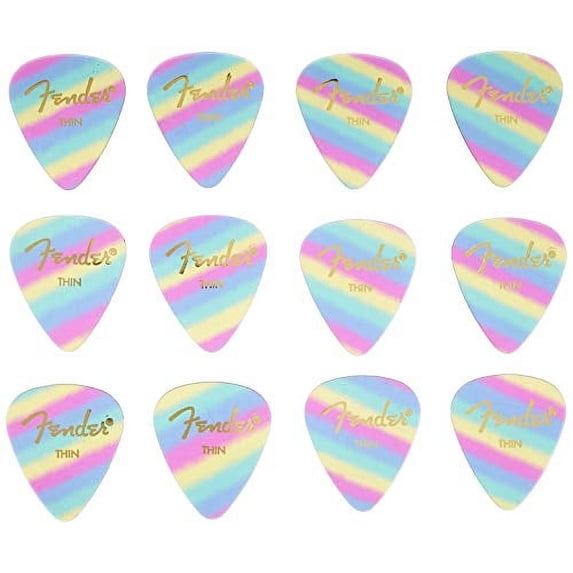 Fender 351 Thin 12 Pack Picks - Celluloid Rainbow