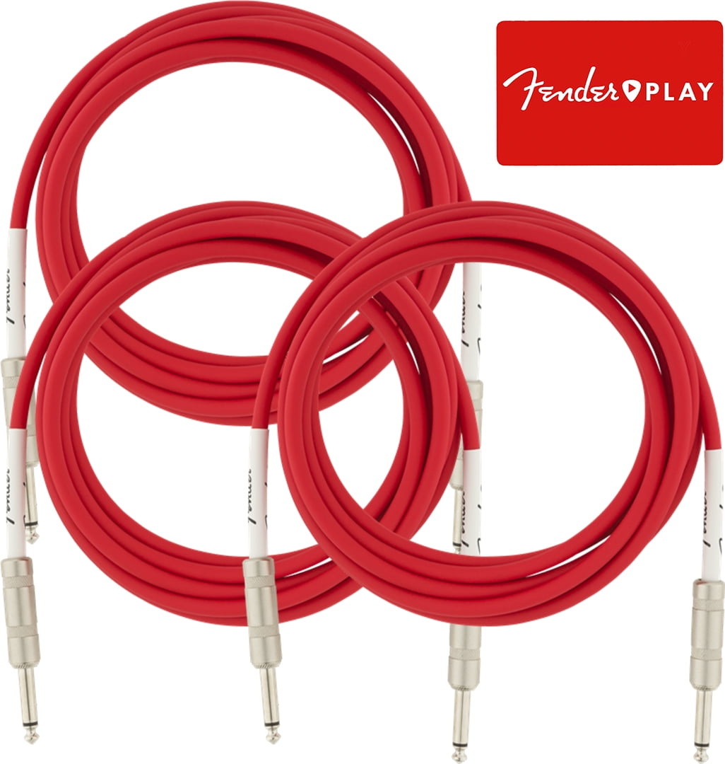 Fender 6-Foot Original Instrument Cable, Straight-Straight, Fiesta Red - 3 Pack