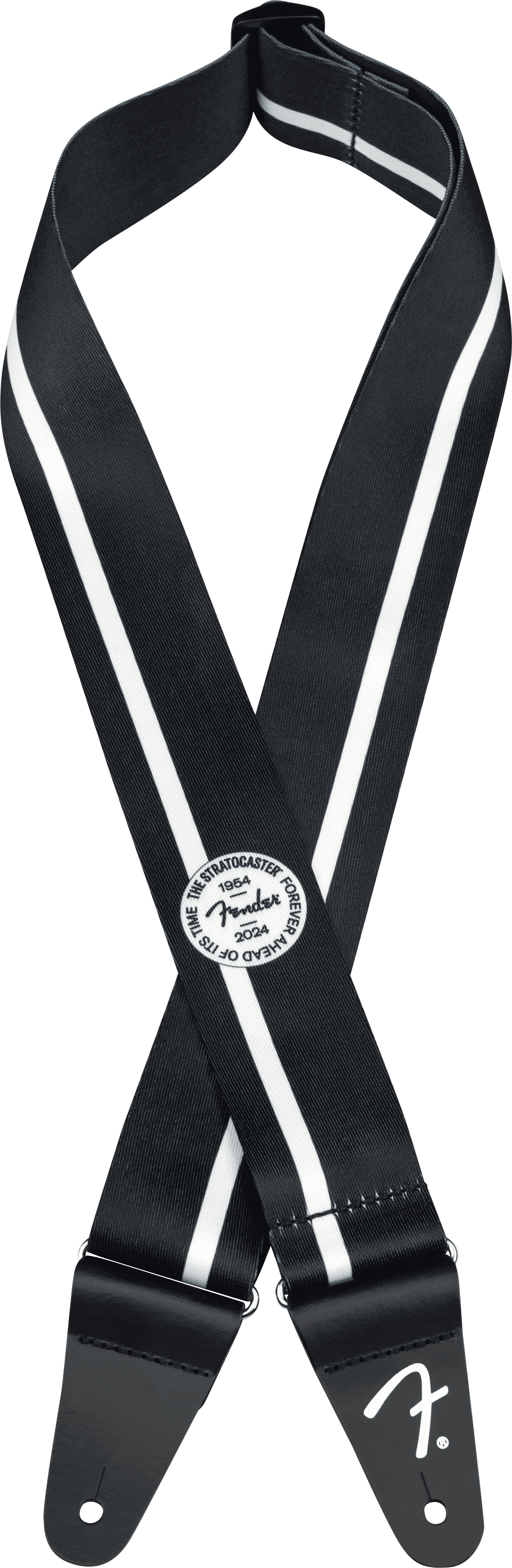 Fender 70th Anniversary 2" Polyester/Leather Guitar Strap, Black