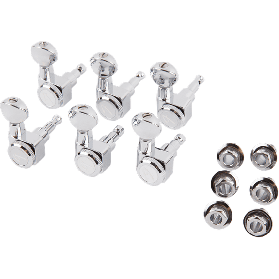 Fender American Deluxe Locking Chrome Tuners (6)~Vintage Buttons~"F" Logo~New