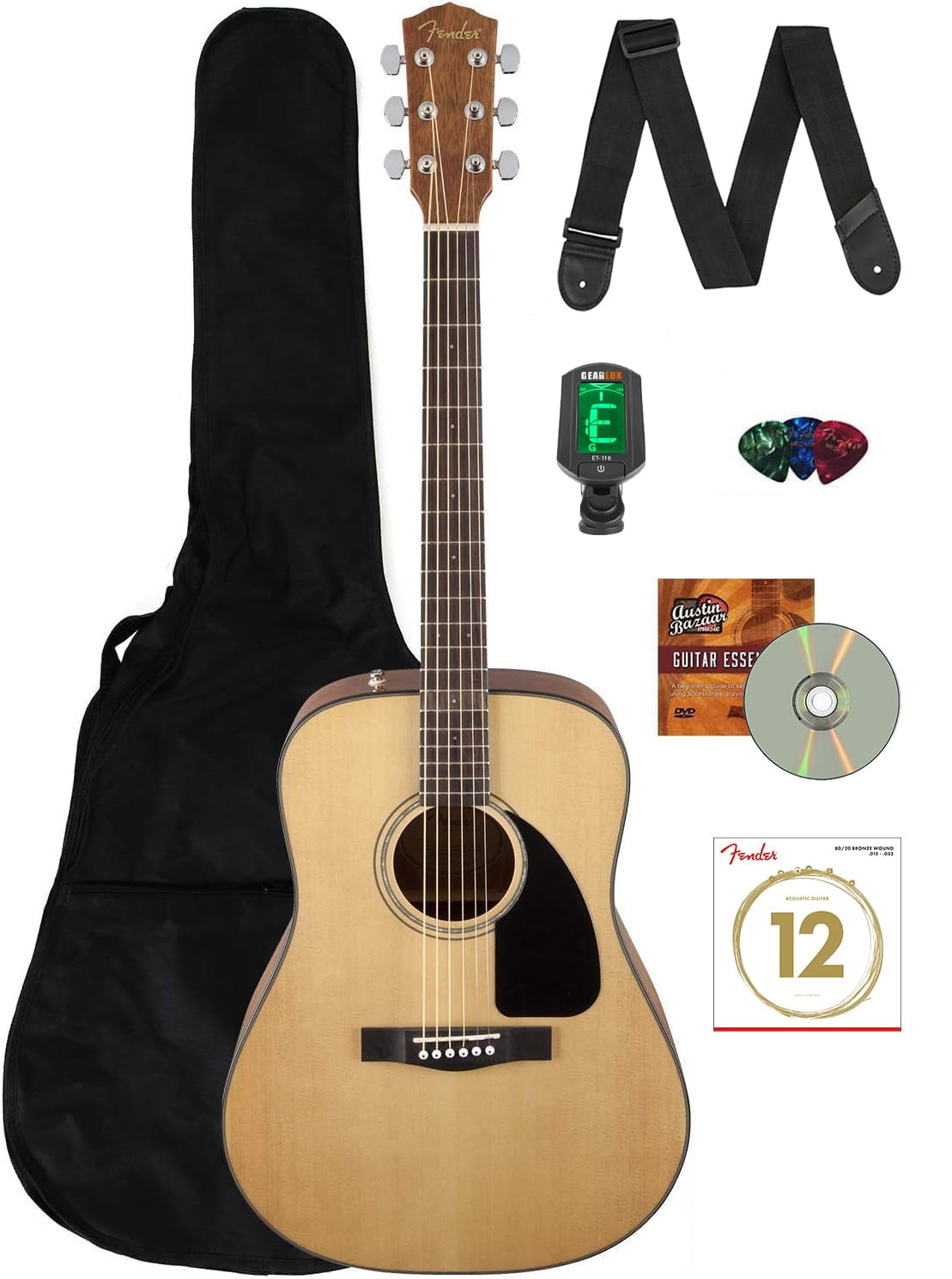 Fender CD-60 Dreadnought Acoustic Guitar - Natural w/ Gig Bag