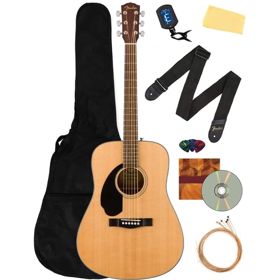 Fender CD-60S Solid Top Dreadnought Acoustic Guitar, Left Handed - Natural w/ Gig Bag
