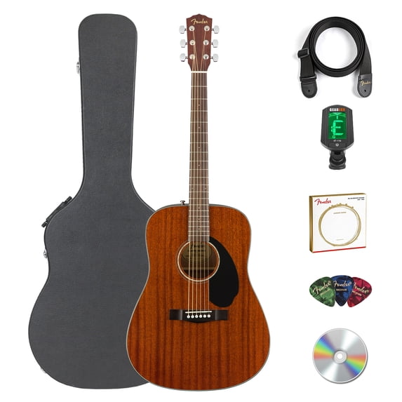 Fender CD-60S Solid Top Dreadnought Acoustic Guitar - All Mahogany w/ Hard Case