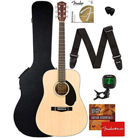 Fender CD-60S Solid Top Dreadnought Acoustic Guitar - Natural w/ Hard Case