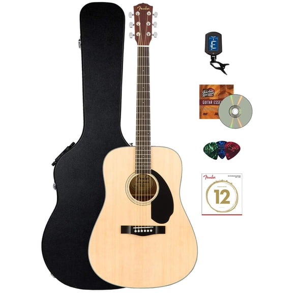 Fender CD-60S Solid Top Dreadnought Acoustic Guitar - Natural w/ Hard Case