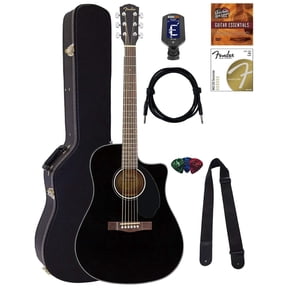 Fender CD-60SCE Solid Top Dreadnought Acoustic-Electric Guitar - Black w, Hard