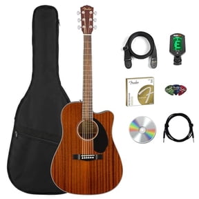 Fender CD-60SCE Solid Top Dreadnought Acoustic-Electric Guitar - All Mahogany w/ Gig Bag