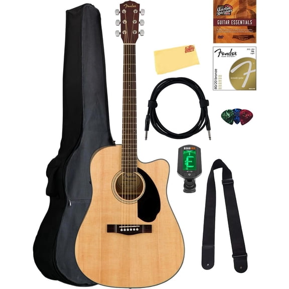 Fender CD-60SCE Solid Top Dreadnought Acoustic-Electric Guitar - Natural w/ Gig Bag