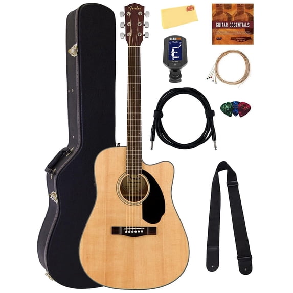 Fender CD-60SCE Solid Top Dreadnought Acoustic-Electric Guitar - Natural w/ Hard Case