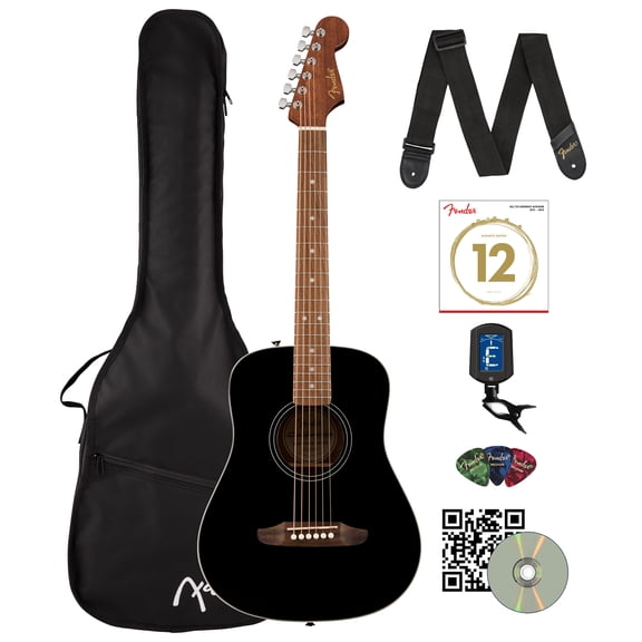 Fender California Standard Redondo Mini Acoustic Guitar - Black w/ Tuner