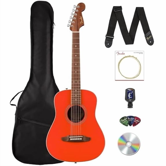Fender California Standard Redondo Mini 3/4-Size Kids Acoustic Guitar - Fiesta Red w/ Tuner