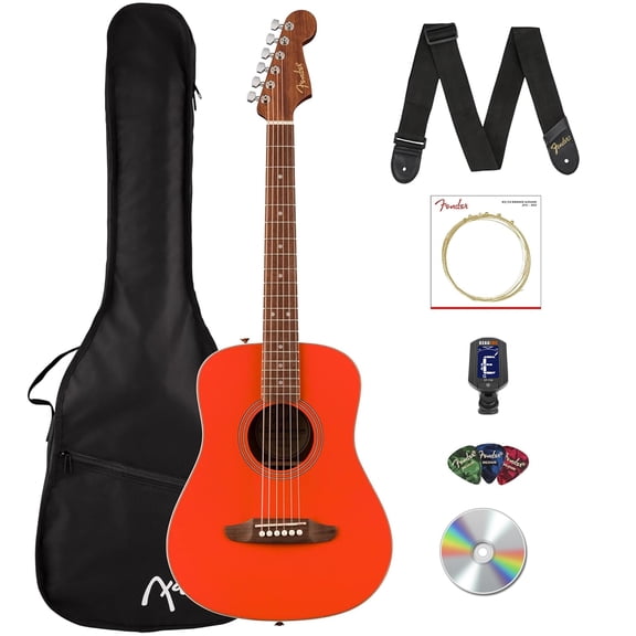 Fender California Standard Redondo Mini Acoustic Guitar - Fiesta Red w/ Tuner
