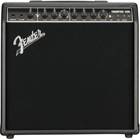 Fender Champion 50XL Guitar Amplifier, 50W Solid State Amp with Built-In Effects, Black
