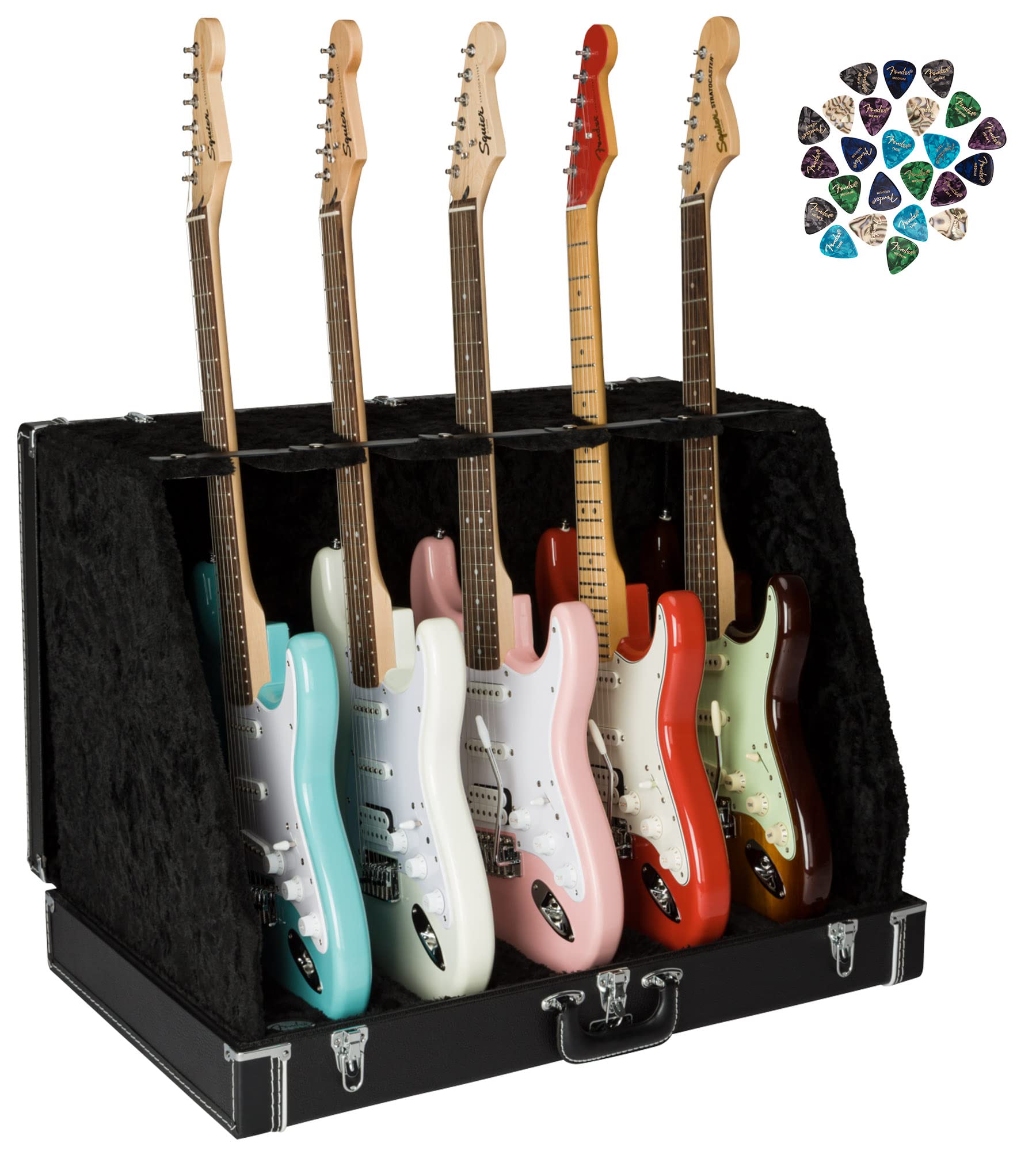 Fender Classic Series Case Stand - 5 Guitars Black Bundle with Austin Bazaar Exclusive 24-Pack Picks
