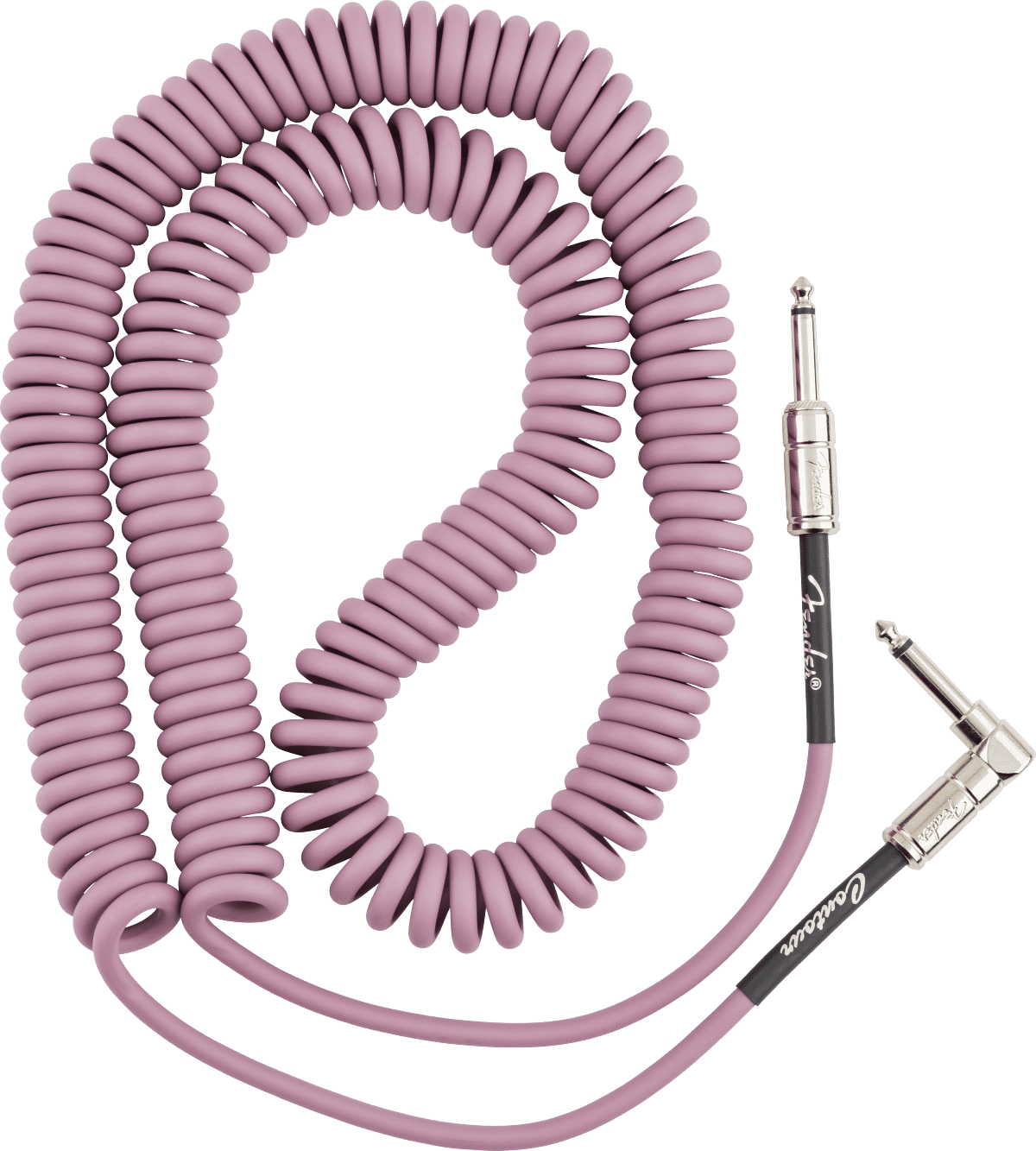 Fender Contour 1/4" Straight to 1/4" Right Angle Coiled Instrument Cable, 30', Burgundy Mist