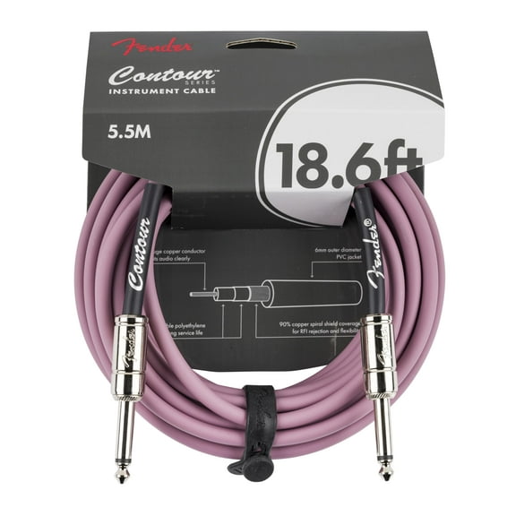 Fender Contour Instrument Cable, Guitar Cable, Guitar Accessories, Straight/Straight, Burgundy Mist, 18.6 ft