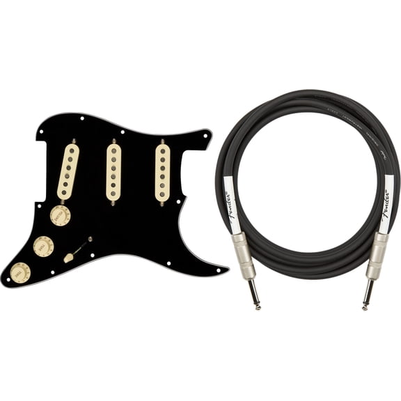 Fender Custom Shop Texas Special SSS Pre-Wired Stratocaster Pickguard - Black w/ Instrument Cable