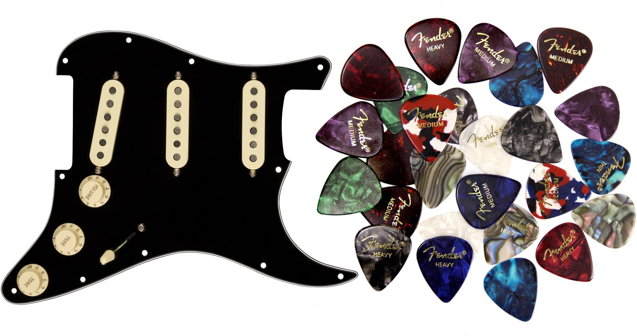 Fender Custom Shop Texas Special SSS Pre-Wired Stratocaster Pickguard - Black w/ Picks
