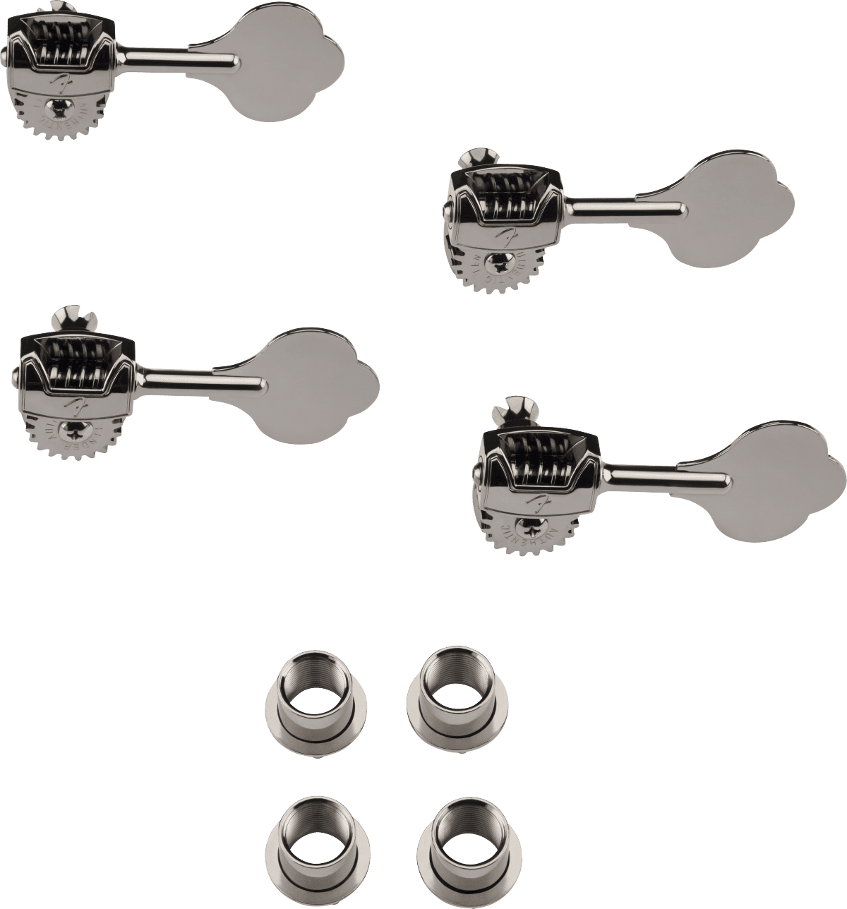 Fender Deluxe Bass Tuners (4) W/ Fluted-Shafts, Black Chrome