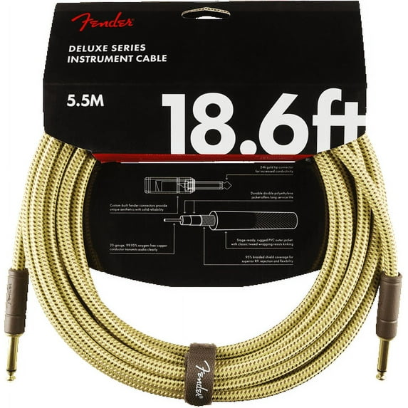 Fender Deluxe Series Straight to Straight Instrument Cable - Tweed - 18.6 ft.