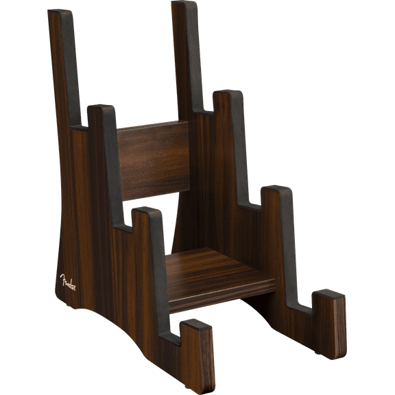 Fender Deluxe Wooden 3-Tier Guitar Stand, Walnut