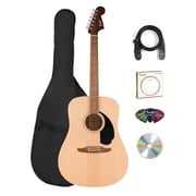 Fender Dreadnought Acoustic Guitar - Natural Bundle with Gig Bag, Strap, Strings, Picks, and Austin Bazaar Instructional Video