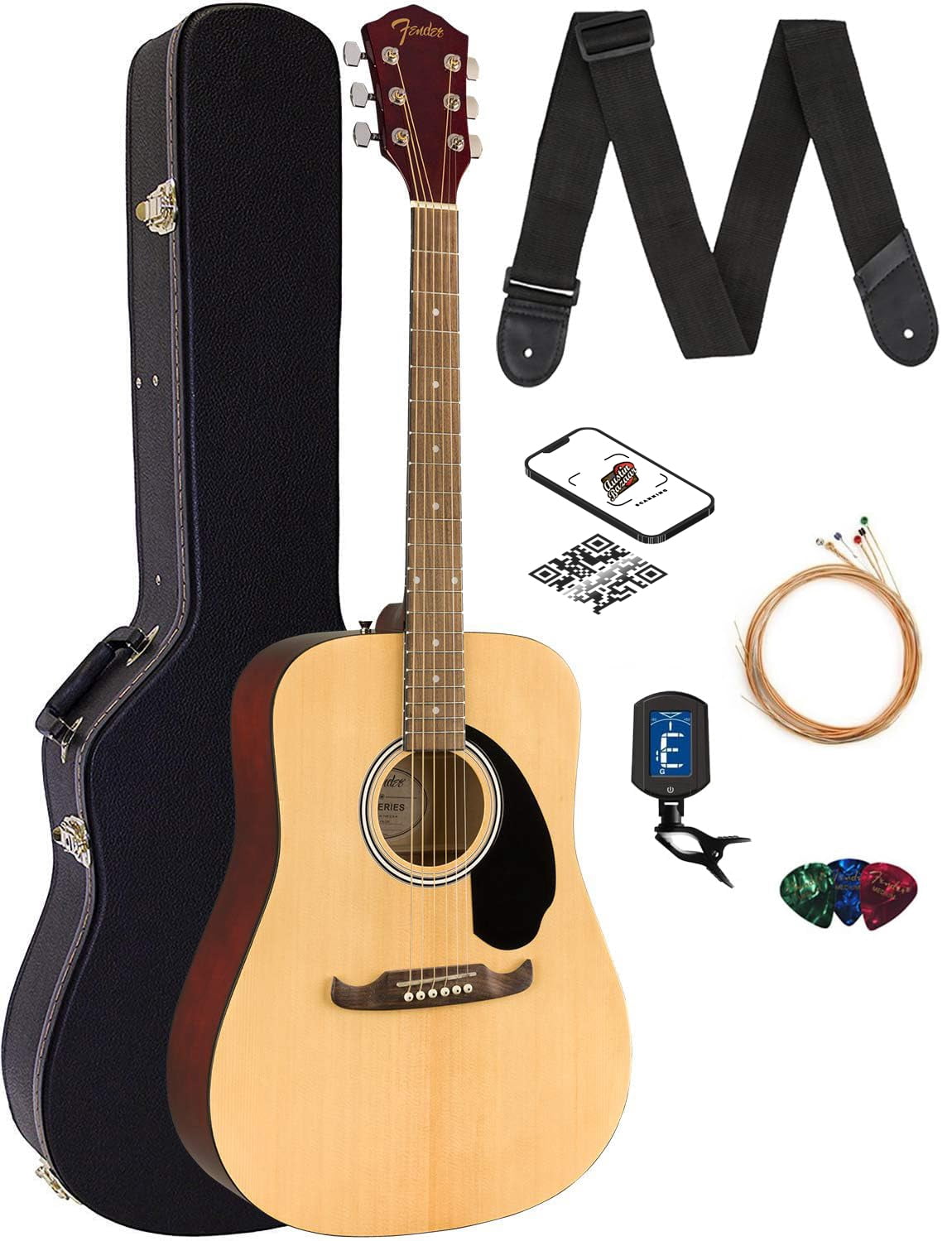 Fender FA-125 Dreadnought Acoustic Guitar - Natural w/ Hard Case