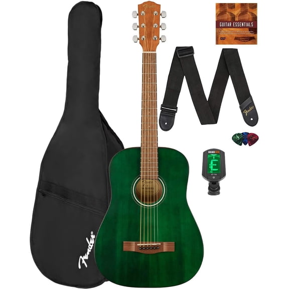 Fender FA-15 3/4-Scale Kids Steel String Acoustic Guitar - Green w/ Gig Bag