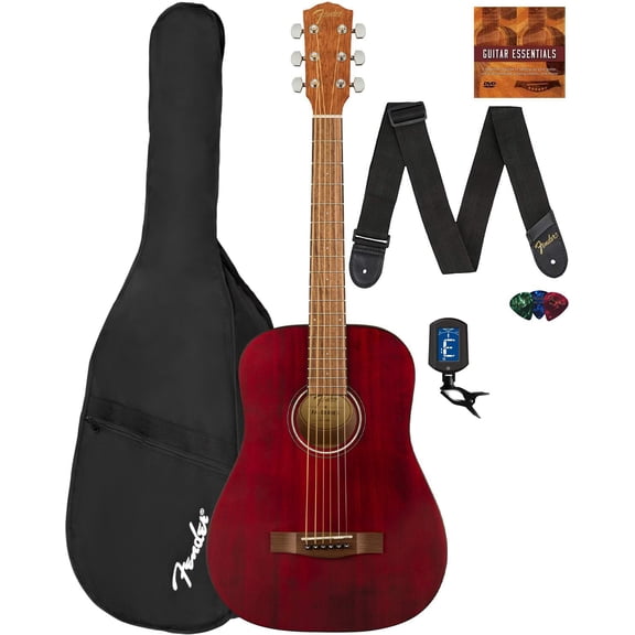 Fender FA-15 3/4-Scale Kids Steel String Acoustic Guitar - Red w/ Gig Bag