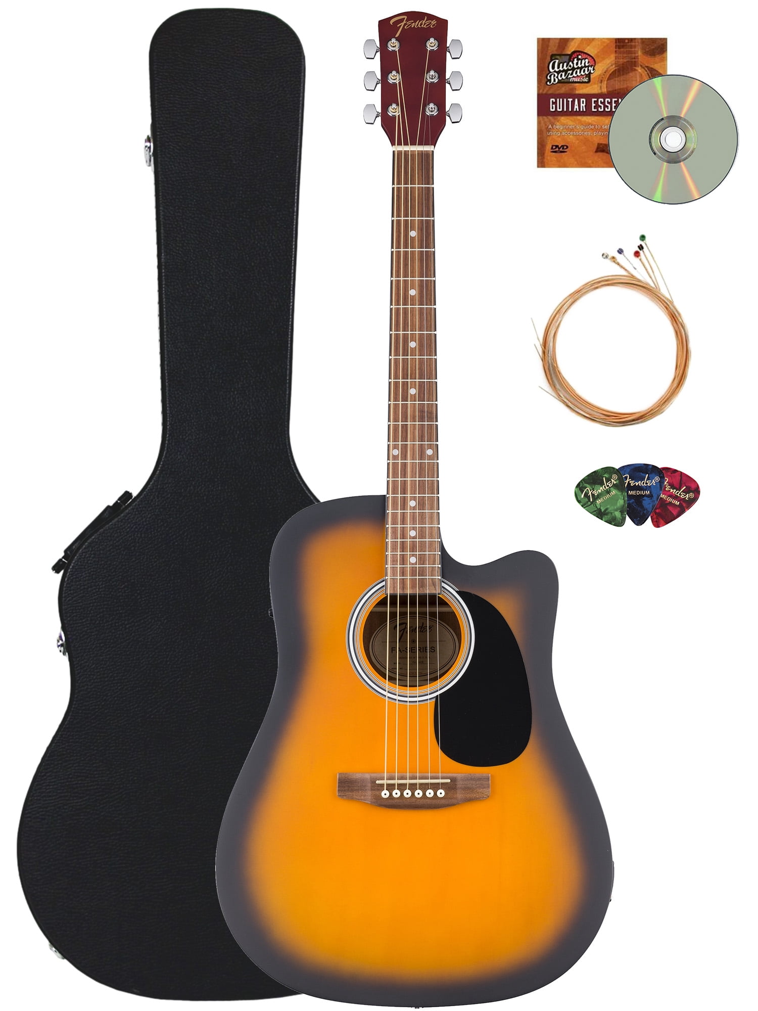 Fender FA Series Dreadnought Acoustic-Electric Guitar - 2-Color Sunburst w/ Hard Case