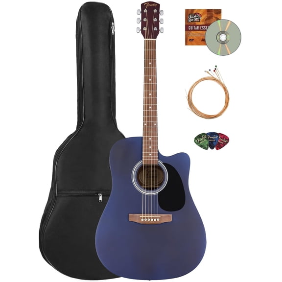 Fender FA Series Dreadnought Acoustic-Electric Guitar - Saphire Blue Bundle with Gig Bag, Strings, Picks, and Austin Bazaar Instructional DVD