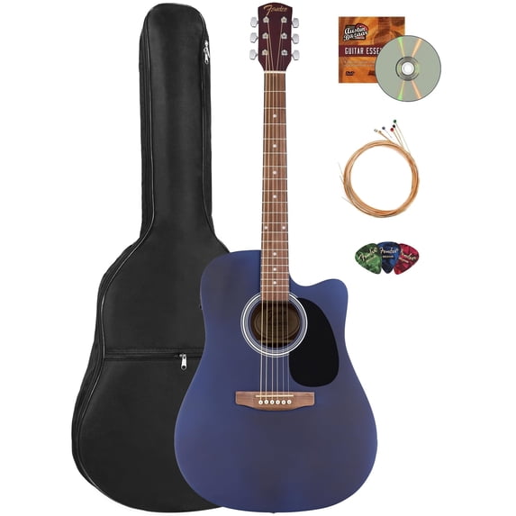 Fender FA Series Dreadnought Acoustic-Electric Guitar - Saphire Blue Bundle with Gig Bag, Strings, Picks, and Austin Bazaar Instructional DVD