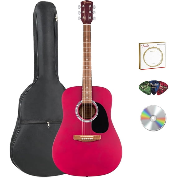 Fender FA Series Dreadnought Acoustic Guitar - Crimson Red w/ Gig Bag