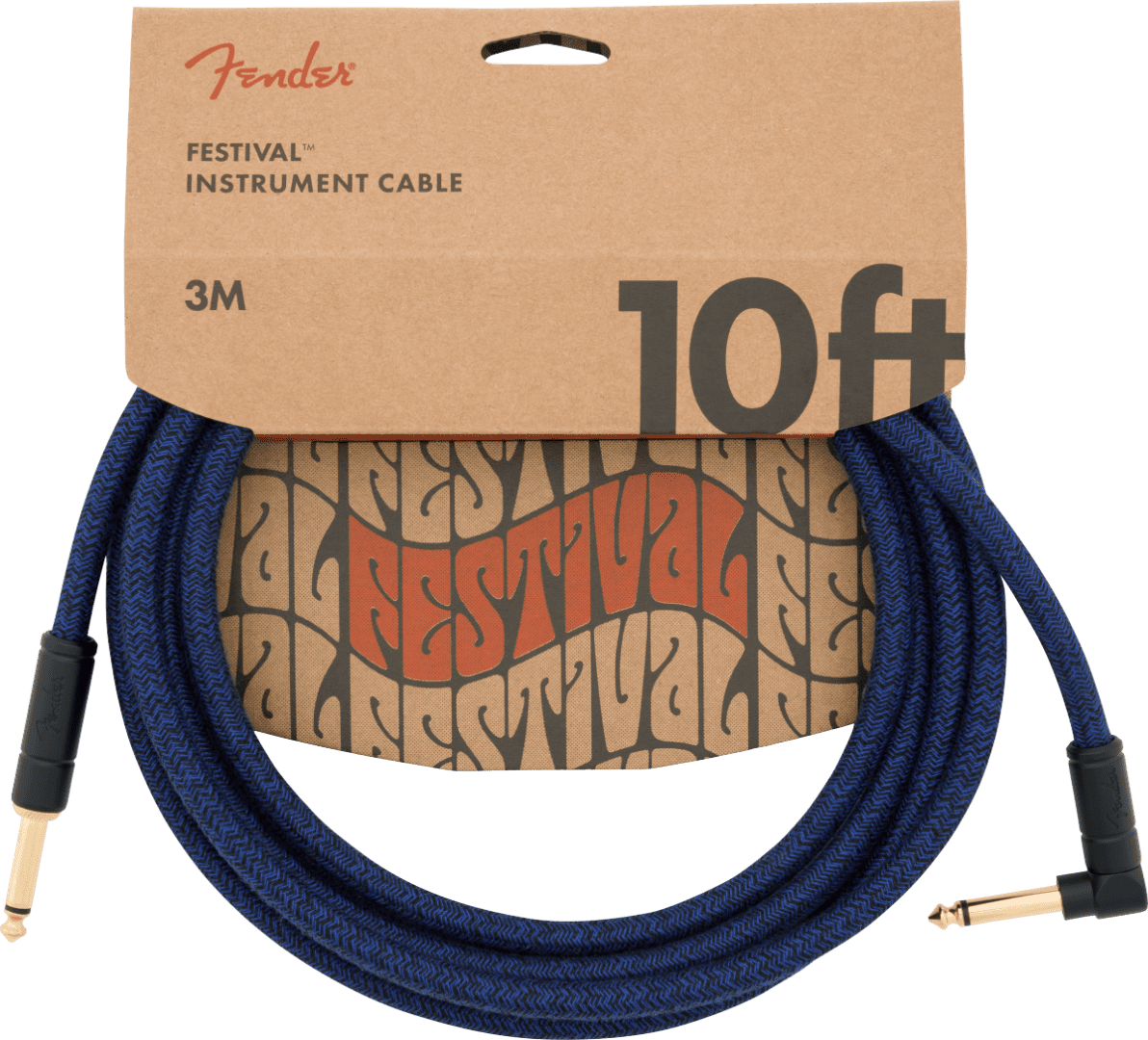 Fender® Festival 10' Angled Festival Instrument Cable, Pure Hemp, Blue Dream