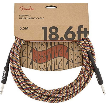 Fender Festival Hemp Instrument Cable - 18.6' Straight-Straight, Rainbow