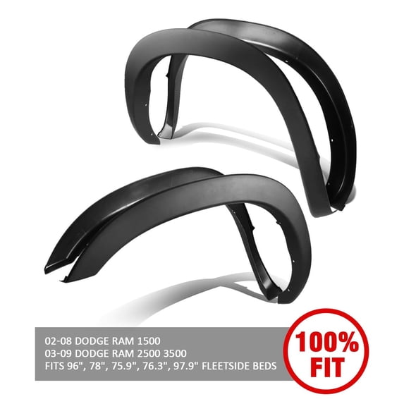DNA Motoring For 02-09 Dodge Ram 1500 2500 3500 Fleetside Bed 4pcs OE Style Wheel Fender Flares