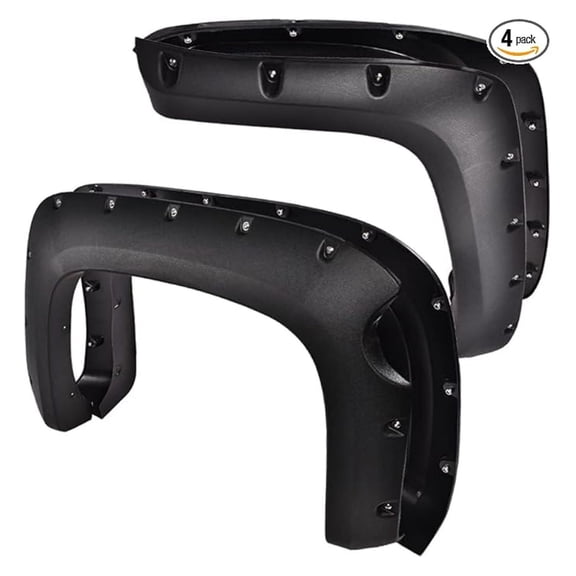 Fender Flares, Fit Chevy Silverado 1500 2007-2013(ONLY Fit 5.8' Short Bed) (NOT Fit 07 Classic Models,Not Fit GMC Sierra), Rugged Textured Pocket Riveted Style Black Wheel Flares Set, 4 Pcs