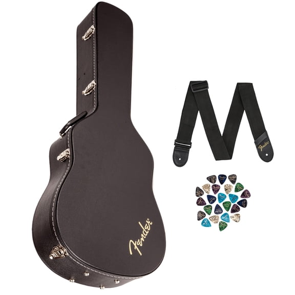 Fender Flat-Top Dreadnought Acoustic Guitar Case - Black w/ Strap