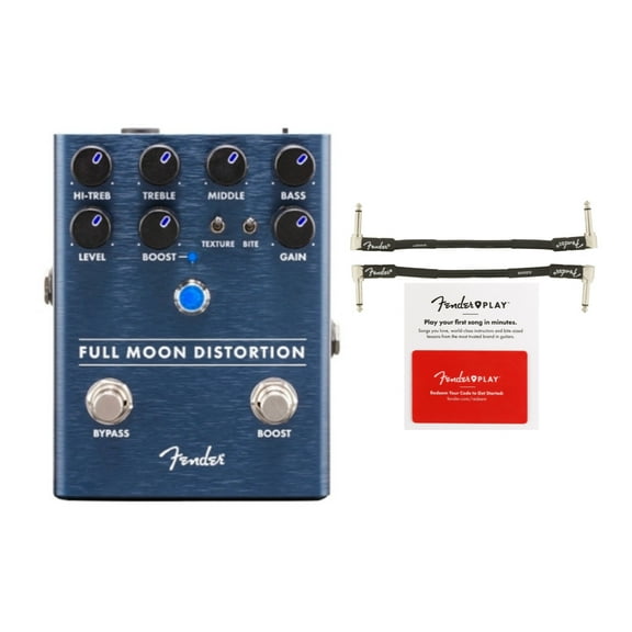 Fender Full Moon Distortion Pedal Bundle with Instrument Cables (2-Pack) and 3-Month Prepaid Card