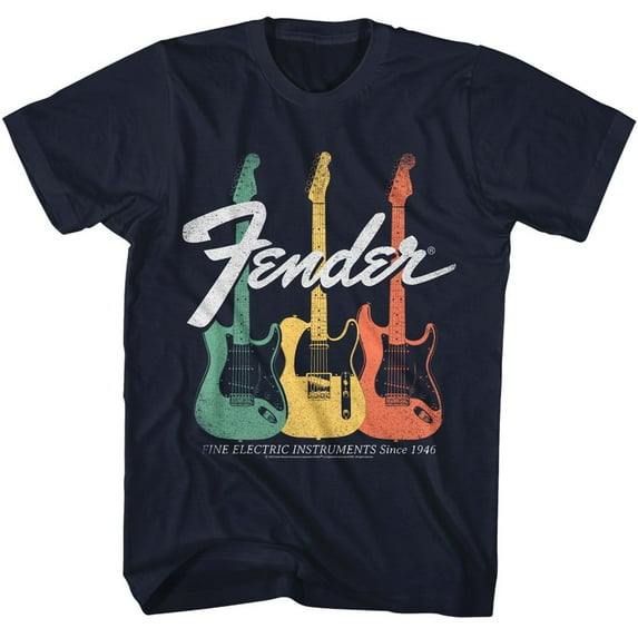 Fender Guitars Electric Instruments Navy Adult T-Shirt 6Xl