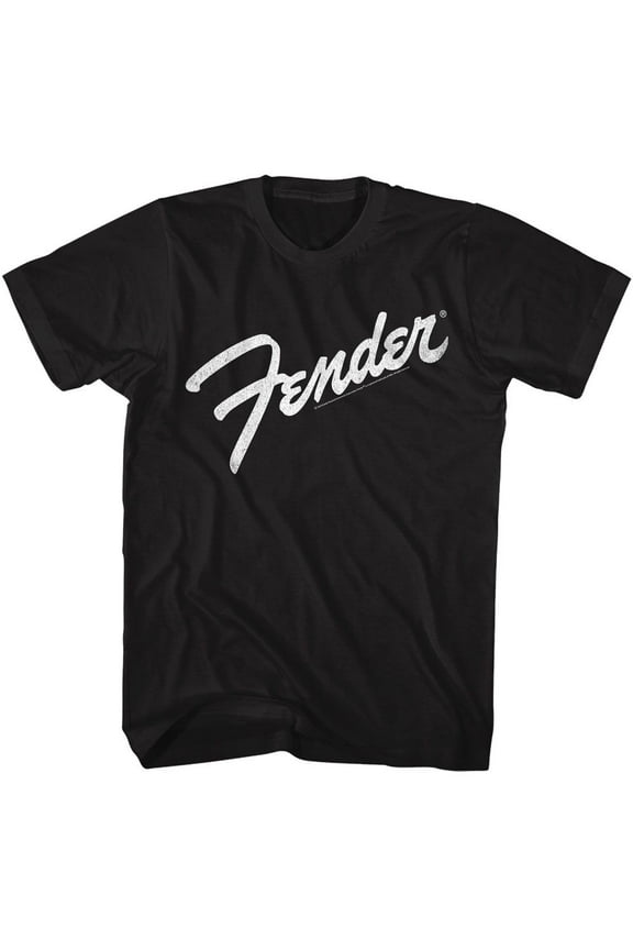 Fender Guitars Logo B W Black Adult T-Shirt