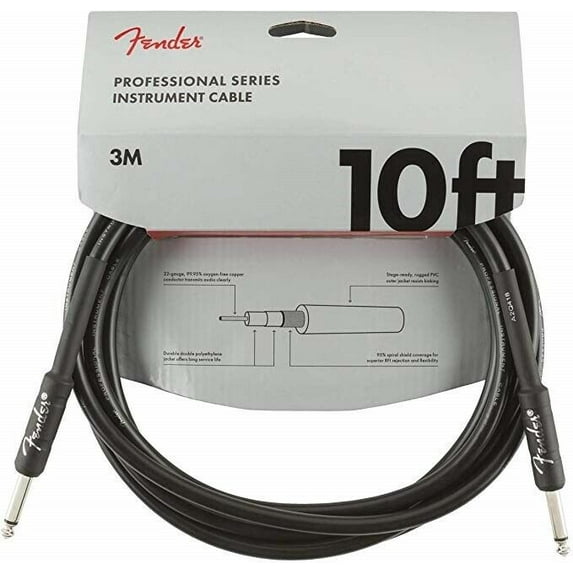 Fender Instrument Cable Guitar Professional Series 10 ft (3m) Straight Black
