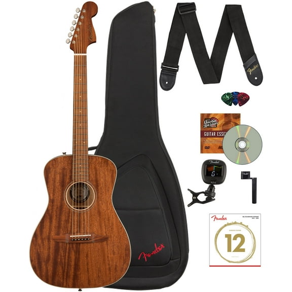 Fender Malibu Special Acoustic Electric Guitar Bundle with Gig Bag, Strap, Clip-on Tuner, Strings, String Winder, Picks, and Austin Bazaar Instructional DVD - Natural